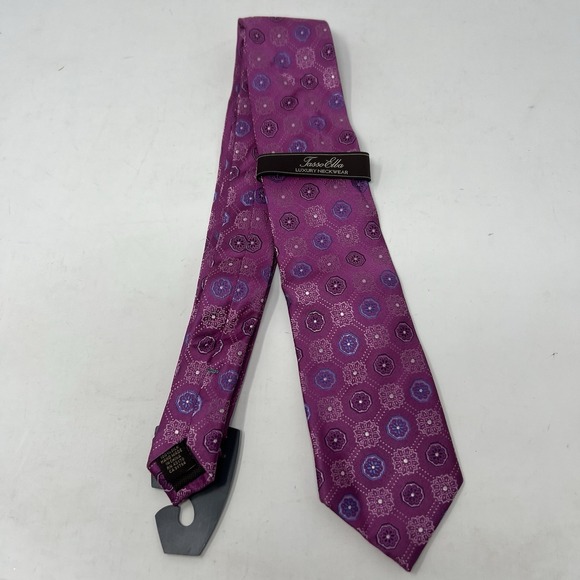 TASSO ELBA Purple Pink & Soft Sapphire Blue Macclesfield Silk Tie NEW - Picture 1 of 5